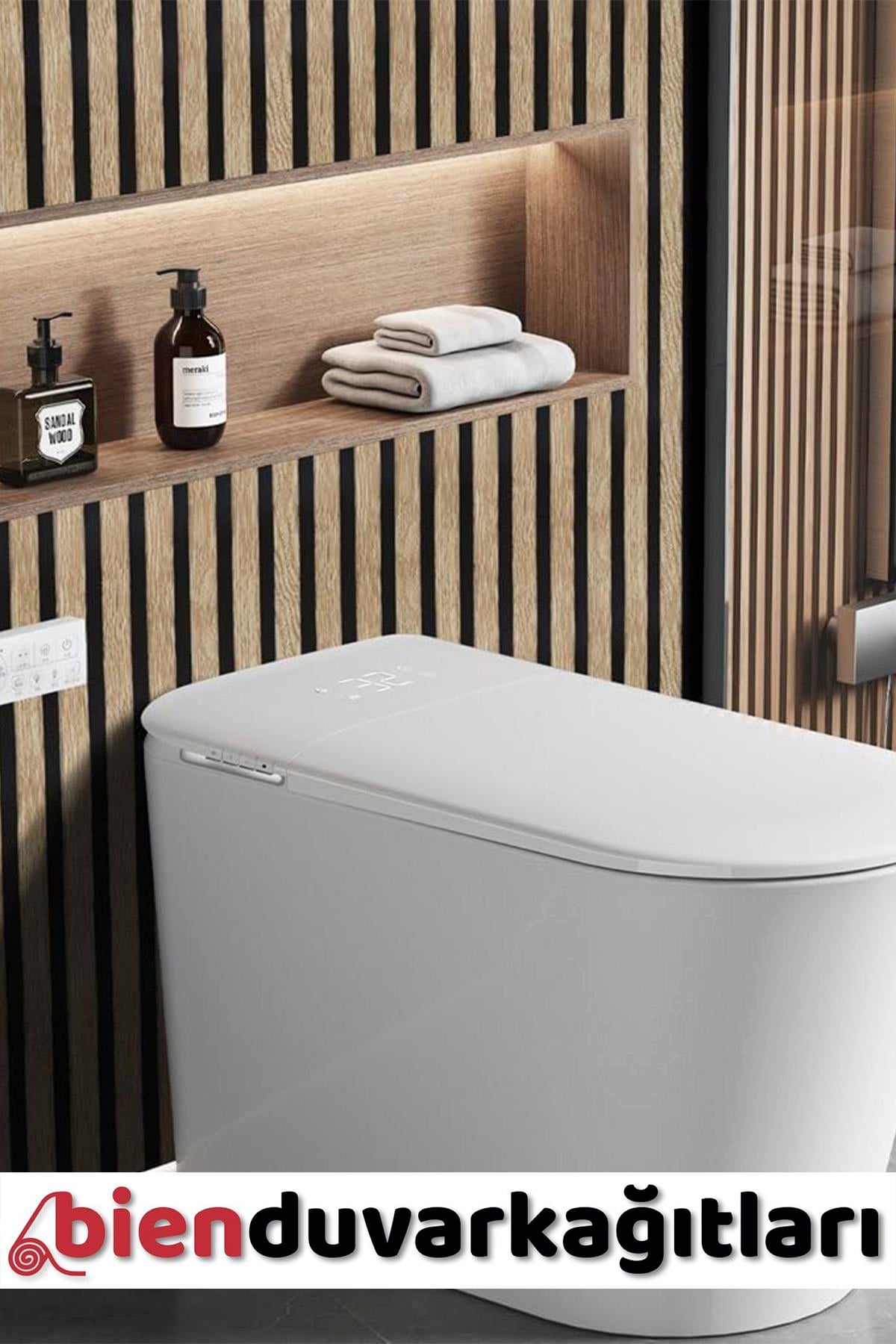 Bien Exclusive Meşe Renk 2078 Eskitme Lambri Panel Ahşap Duvar Çıtası Desenli Duvar Kağıdı 5,30 M²