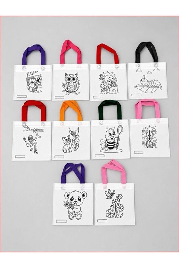 BienHome 6 Renk Boya Fırça Dahil, Çocuk Boyama Çantası, Boyama Bez Çanta Tote Bag,Eğitici ,10'lu paket 25*20 çanta Çocuk Gelişimi Boyama Etkinlik