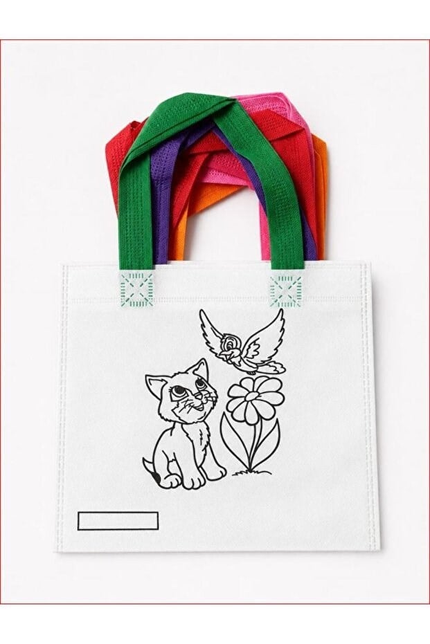 BienHome 6 Renk Boya Fırça Dahil, Çocuk Boyama Çantası, Boyama Bez Çanta Tote Bag,Eğitici ,10'lu paket 25*20 çanta Çocuk Gelişimi Boyama Etkinlik