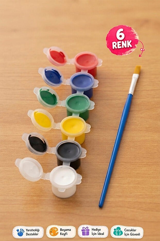 BienHome 6 Renk Boya Fırça Dahil, Çocuk Boyama Çantası, Boyama Bez Çanta Tote Bag,Eğitici ,10'lu paket 25*20 çanta Çocuk Gelişimi Boyama Etkinlik