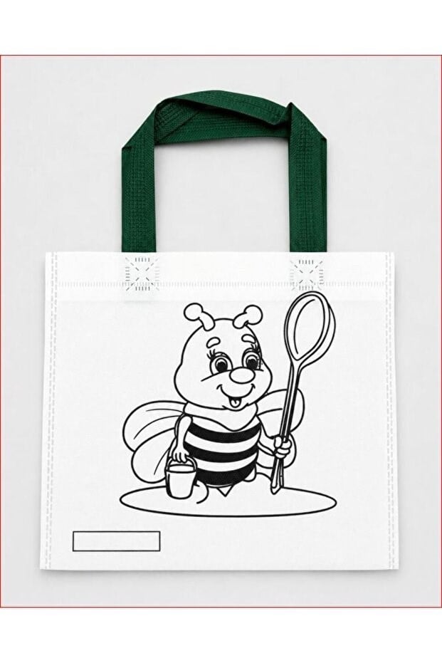 BienHome Çocuklar İçin Eğlenceli Boyama Çantası, Boyama Bez Çanta, Tote Bag, Eğitici, Ekonomik 10'lu Paket