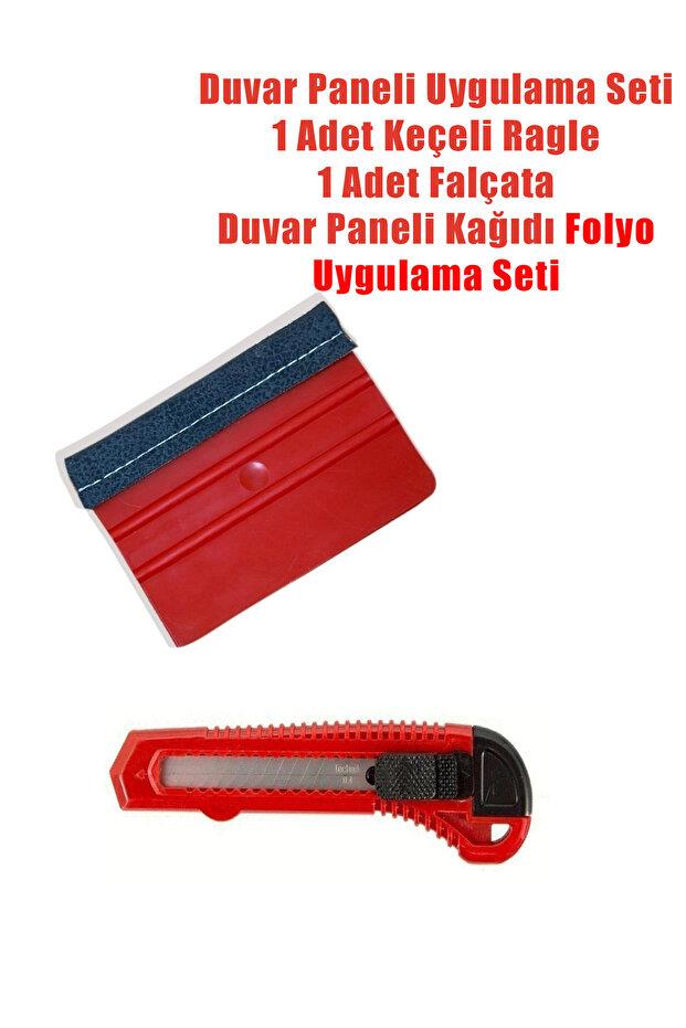Duvar Paneli Uygulama Seti 1 Adet Keçeli Ragle 1 Adet Falçata Duvar Paneli Kağıdı Folyo Uygulama Set