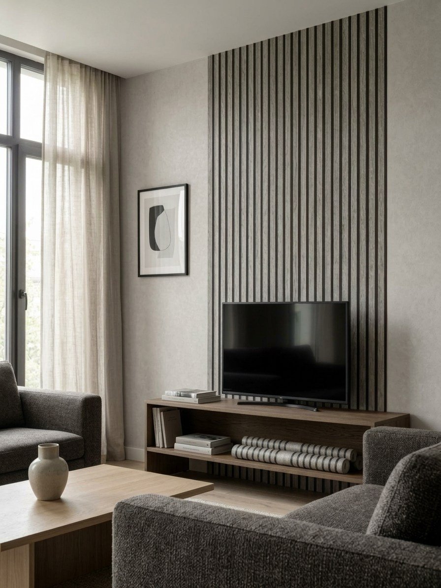 Zümrüt EXCLUSIVE 7600 Lambri Panel Ahşap Duvar Çıtası Desenli Duvar Kağıdı 5,30 M²