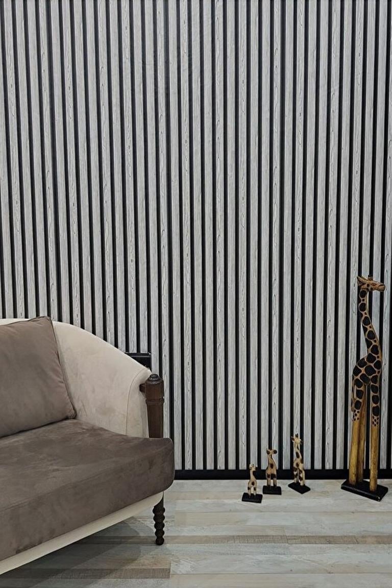 Zümrüt EXCLUSIVE 7600 Lambri Panel Ahşap Duvar Çıtası Desenli Duvar Kağıdı 5,30 M²