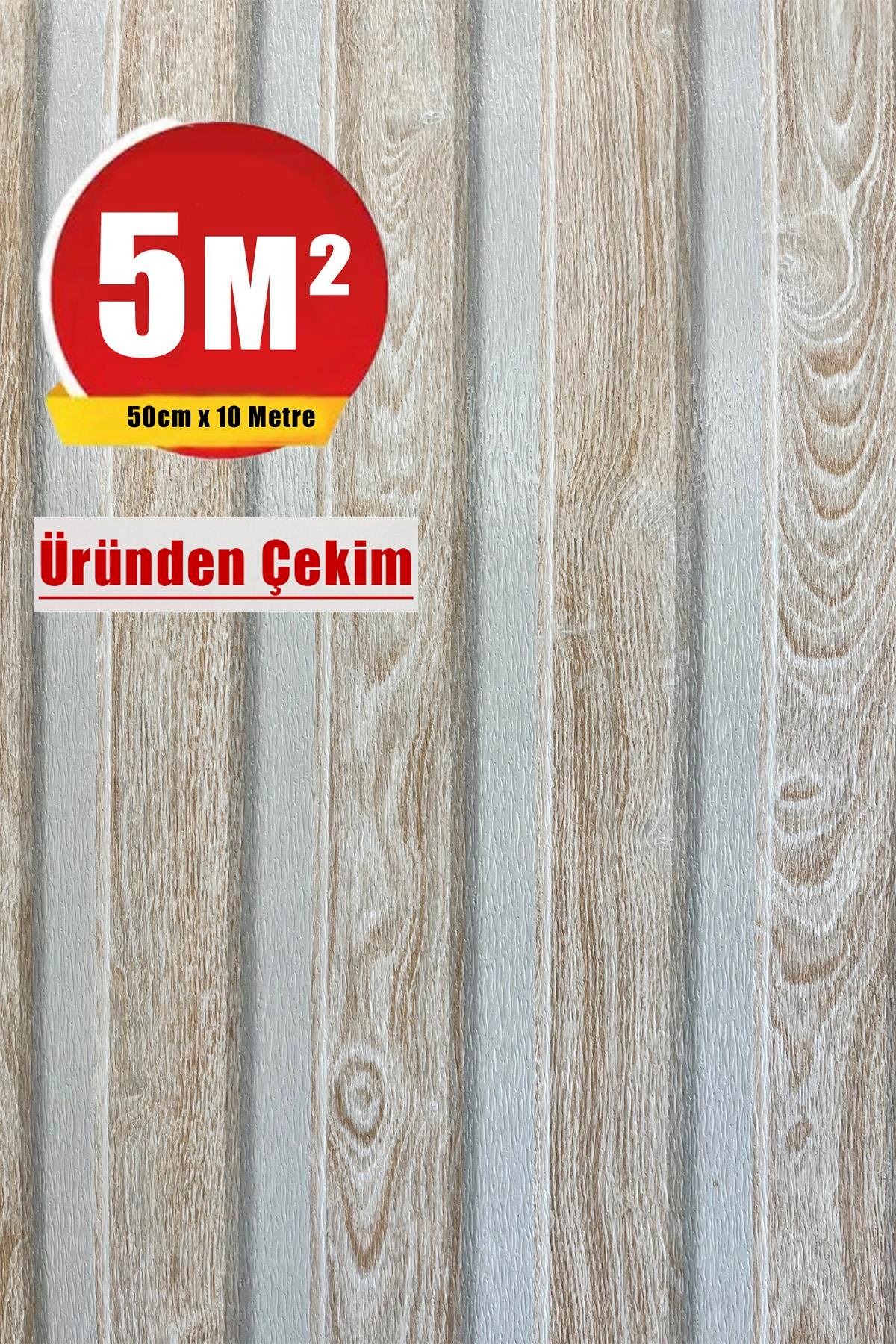 Zümrüt Exclusive 7640 Lambri Panel Açık Meşe Ahşap Duvar Çıtası Desenli Duvar Kağıdı 5,30 M²