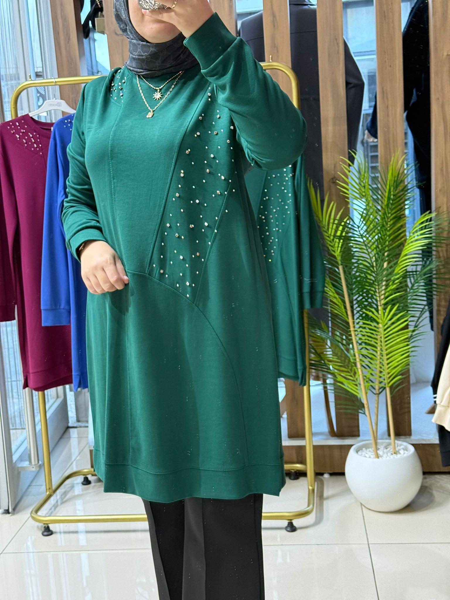 Kado Boncuk Detaylı Tunik Benetton Mavi