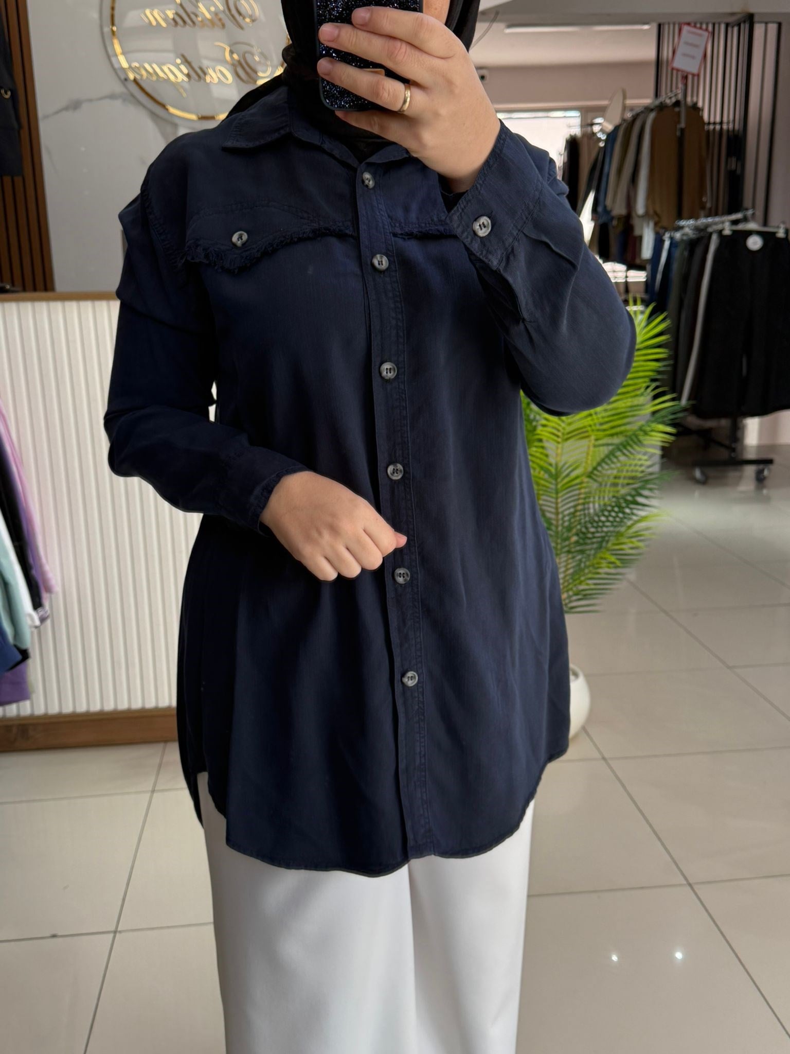 Tensel Gömlek Lacivert