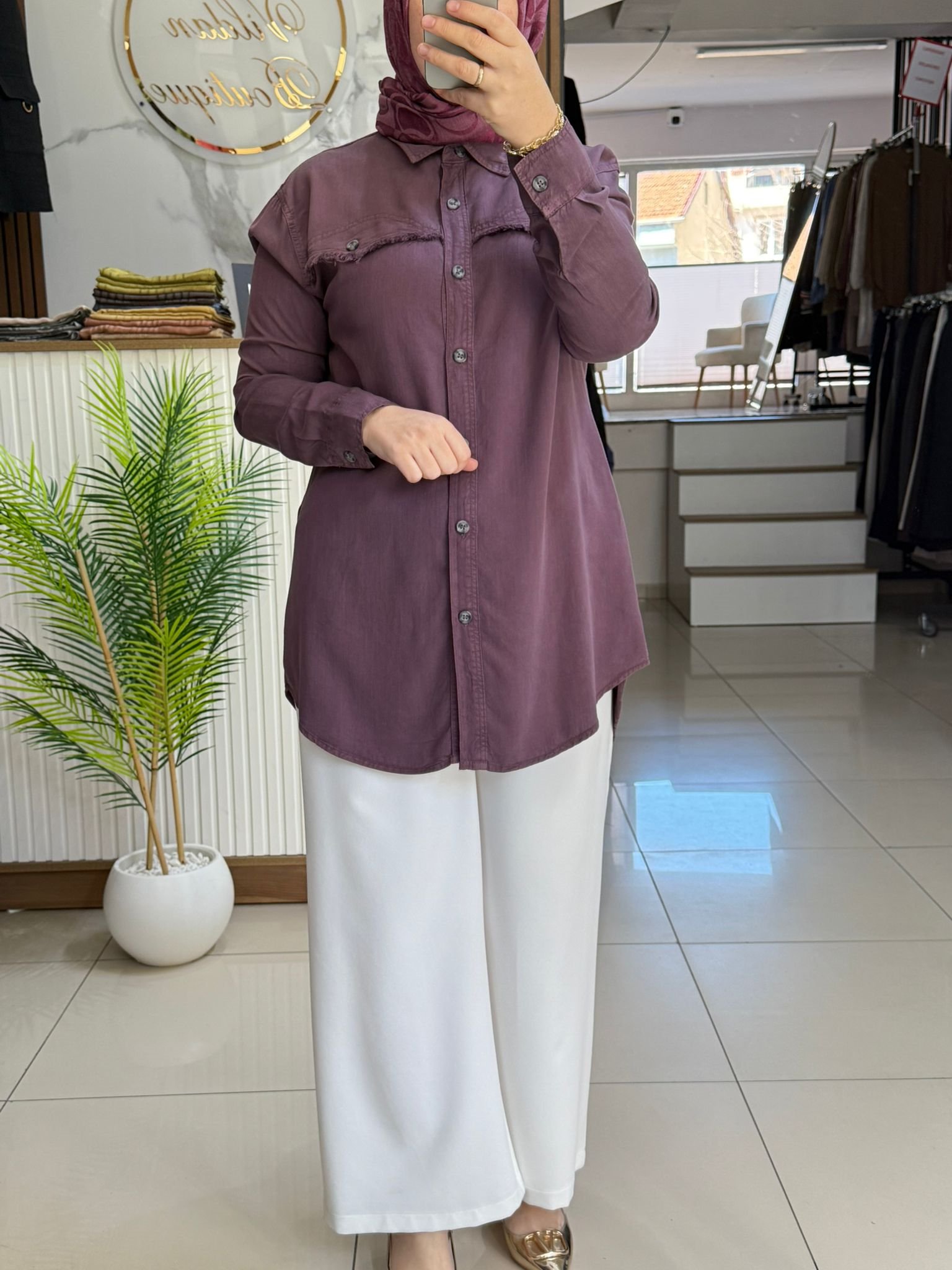 tensel gömlek mürdüm