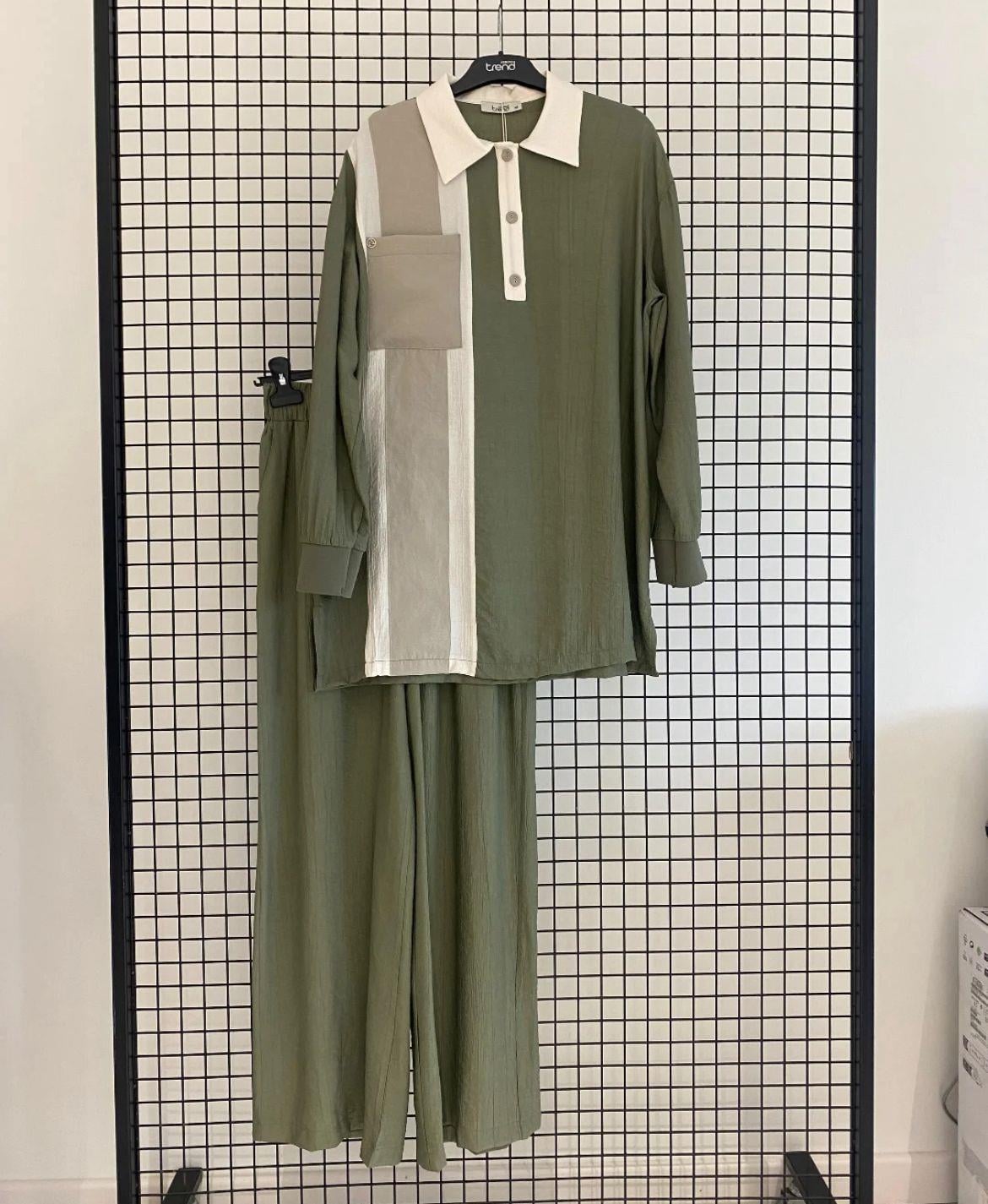 Yeşil Armine Trend Pantolonlu Takım