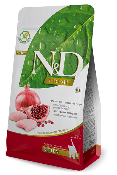 N&D PRIME Tavuk ve nar. Yavru kediler, gebe ve emzirme dönemindeki yetişkin kediler için formüle edilmiş tam mamadır. 1.5kg
