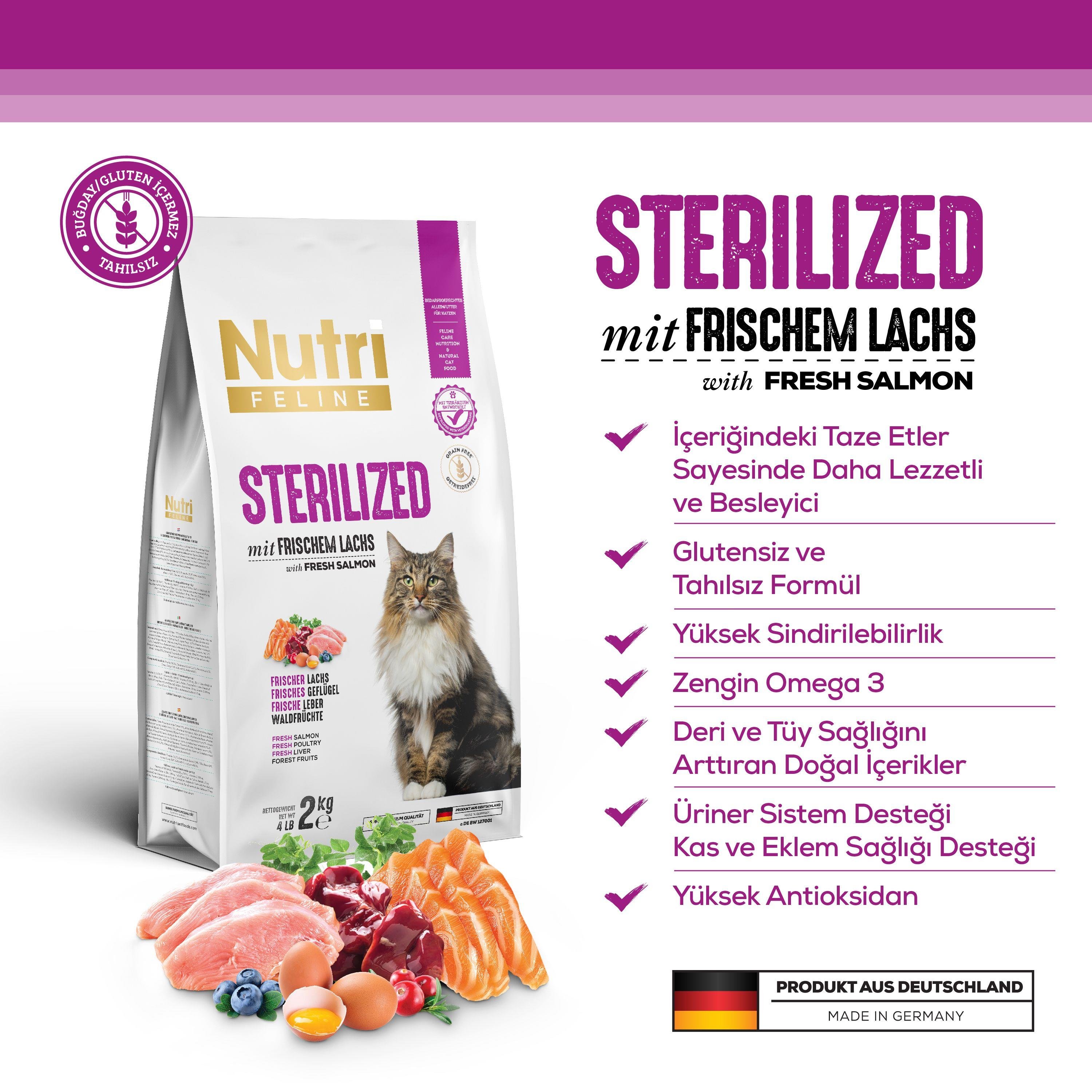 Nutri Feline Sterilized - Somon Balıklı Kısırlaştrılmış Kediler İçin 2kg