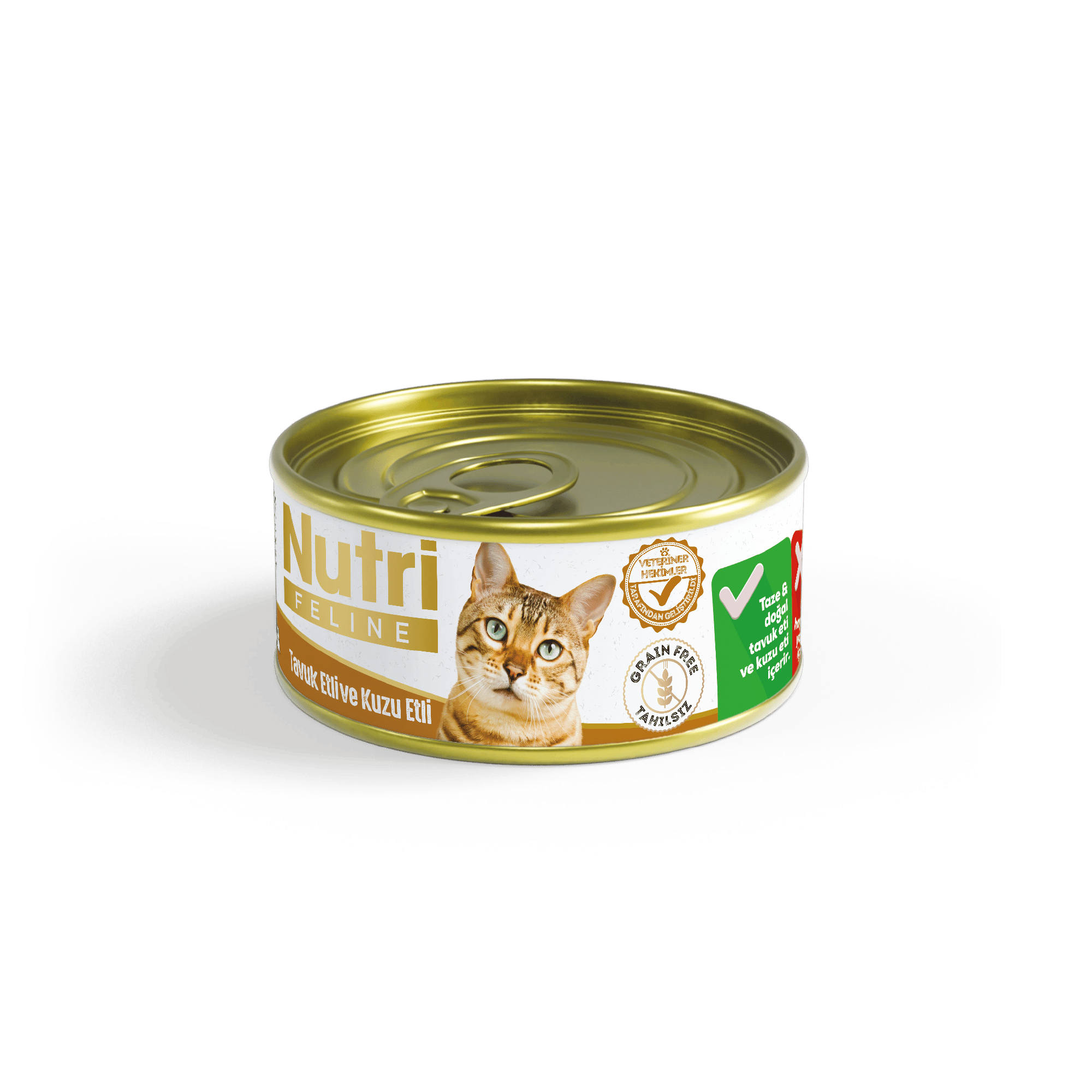 NUTRİ FELİNE TAVUK ETLİ VE KUZU ETLİ KONSERVE MAMASI 85gr