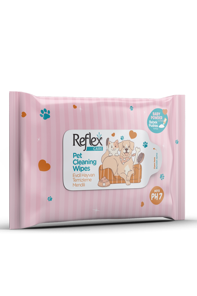 REFLEX Evcil Hayvanlar için Çok Amaçlı Hijyenik Temizleme Mendili 15li