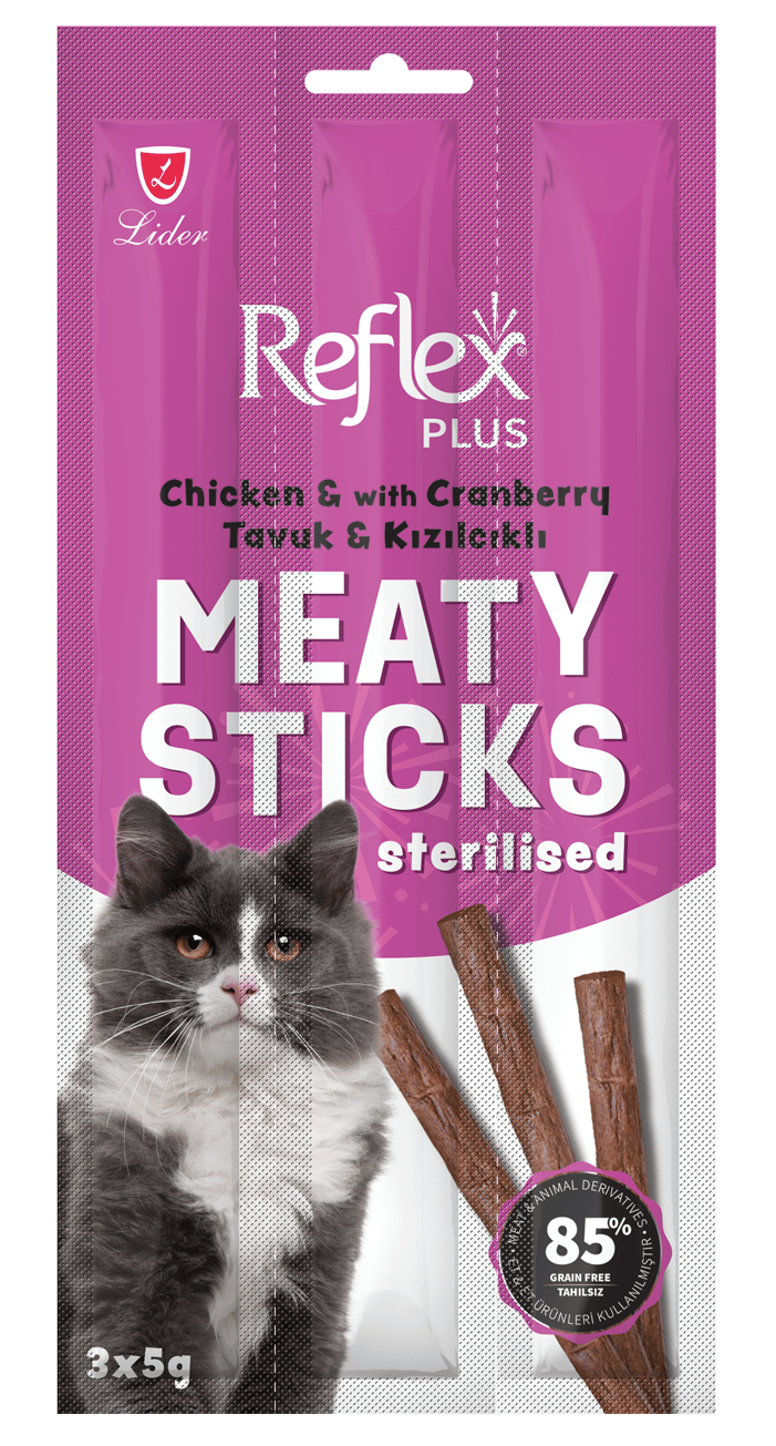 REFLEX Meaty Sticks / Tavuklu ve Kızılcıklı Etli Çubuk 3X5gr