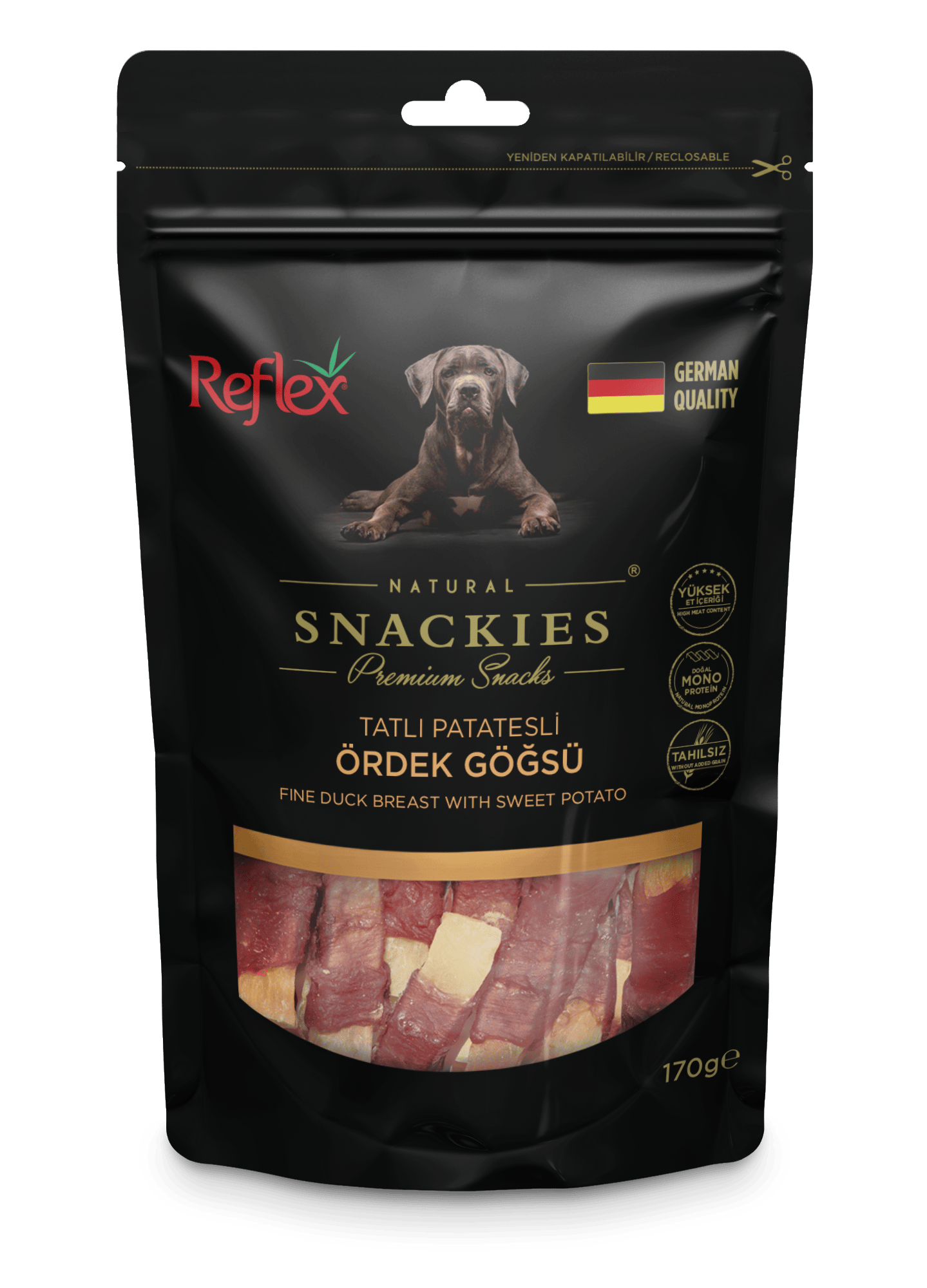 REFLEX Snackies / Tatlı Patatesli Ördek Göğsü Köpek ödül maması 170gr