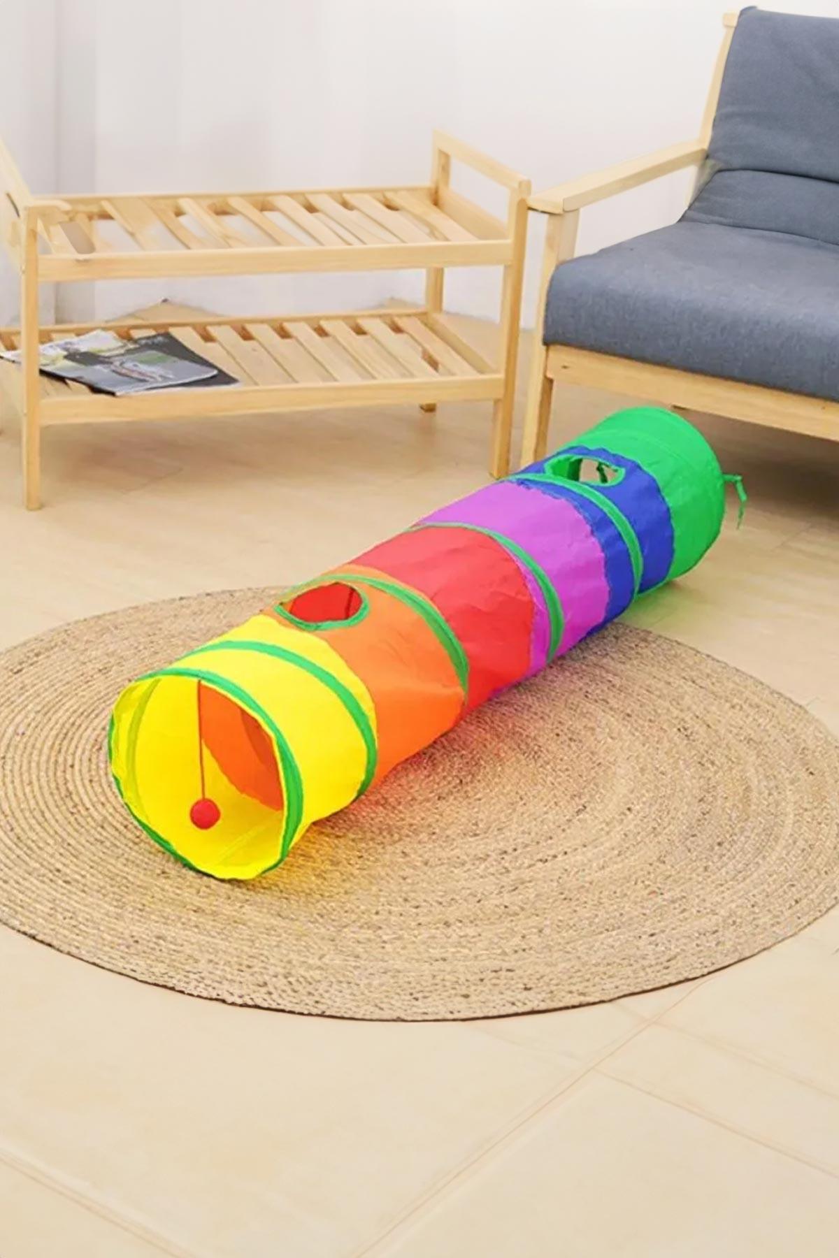 Düz Kedi Tüneli Katlanır Gökkuşağı Uzun Düz Kedi Köpek Oyun Tüneli Evcil Hayvan Oyun Tüneli 2110