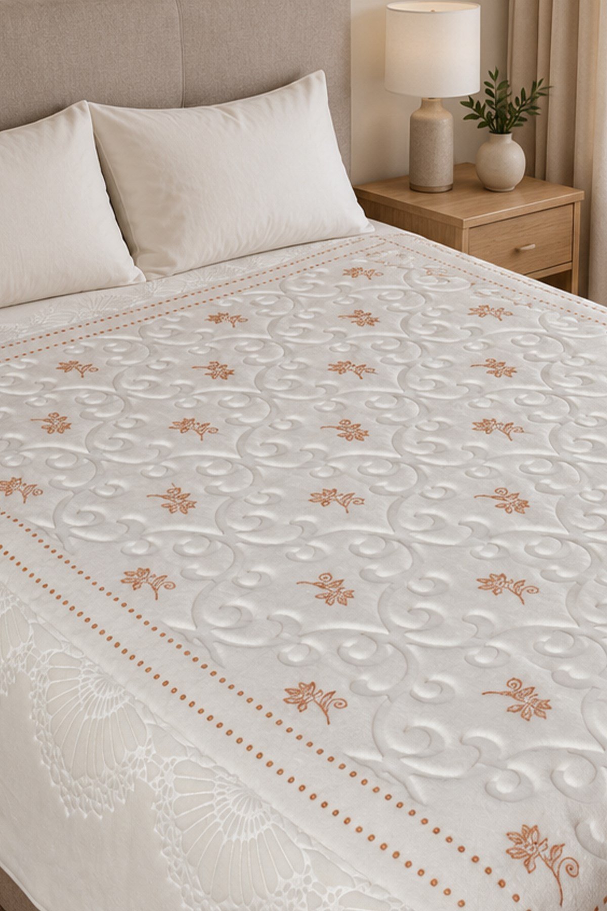  Pırıltı Çift Kişilik Battaniye Kemik-Gold(Simli)  220x240