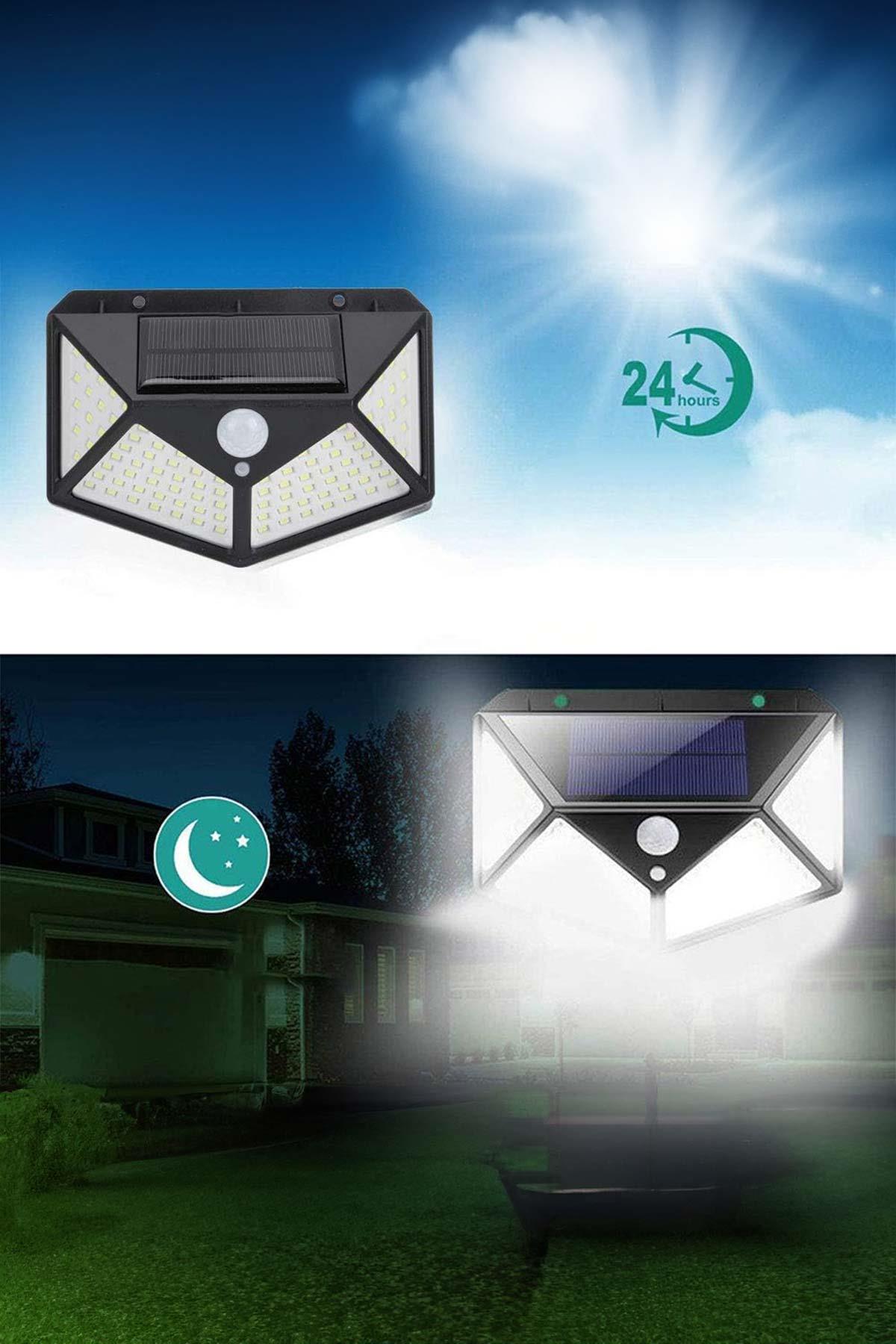 100 Ledli Güneş Enerjili Bahçe Lambası Solar Hareket Sensörlü Şarj DG1231
