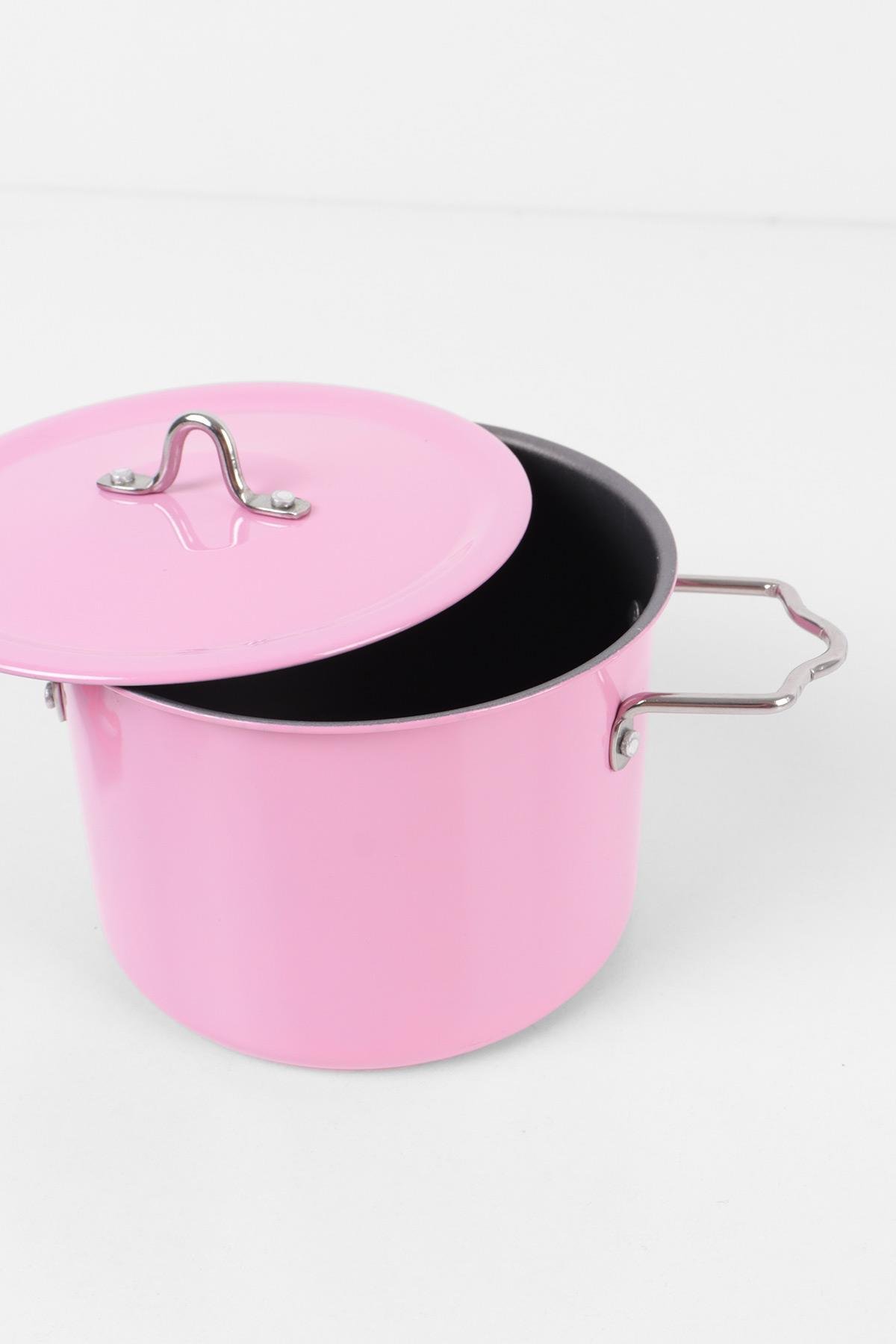 11 Parça Emaye Tencere Tava Set Pembe, Oyuncak Tencere Tava Seti
