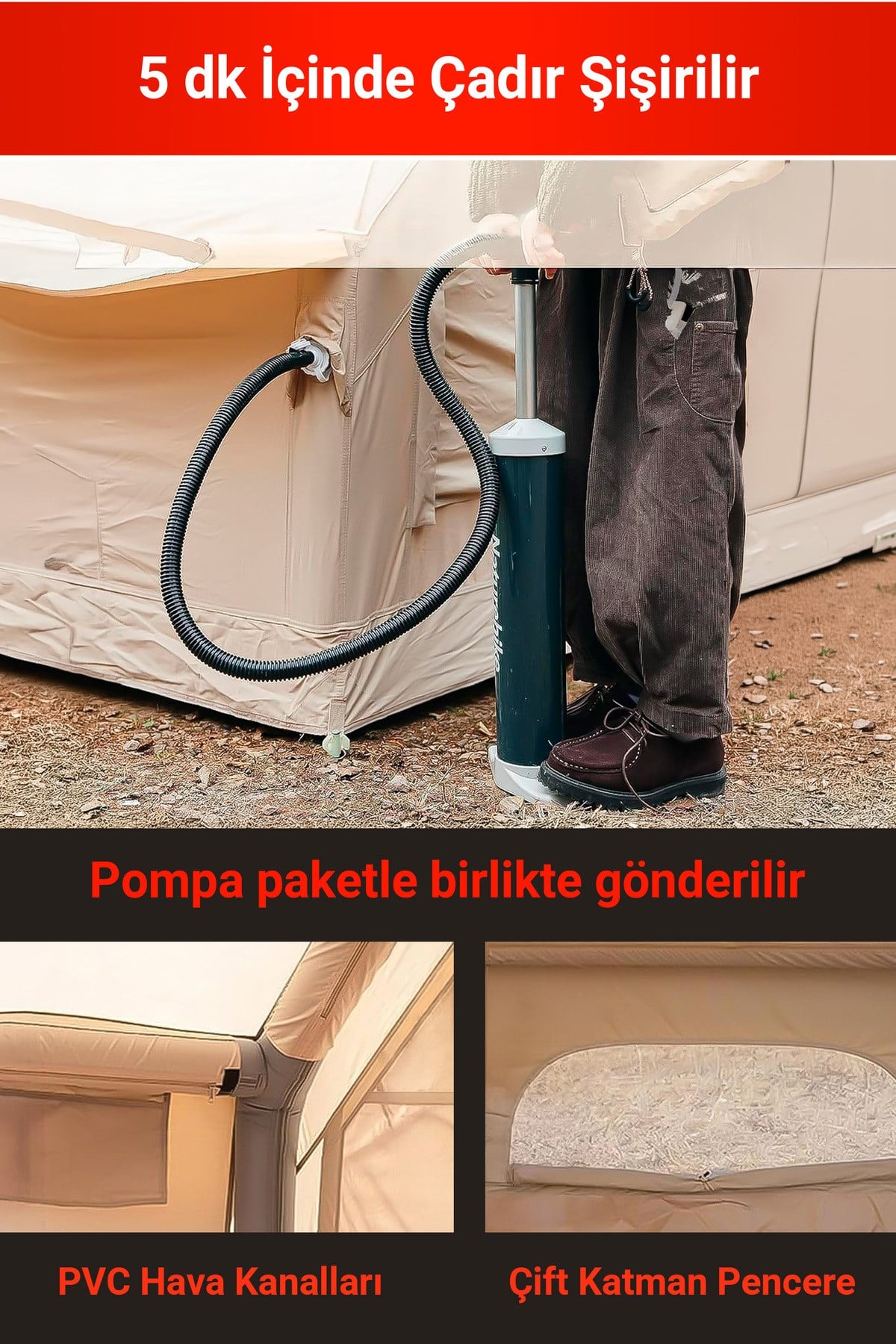 12 Kişilik Kamp Çadırı Çift Kişilik Yatak ve Yastık Kamp Seti