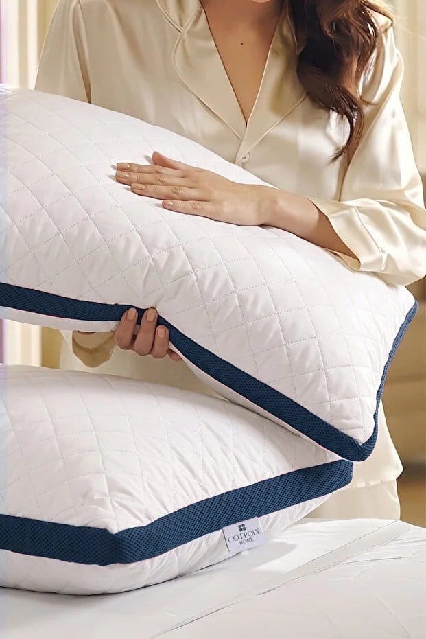 2'li Klimalı Yastık 50x70 cm – Terletmeyen, Hava Alan Mikrofiber Uyku Yastığı Lacivert