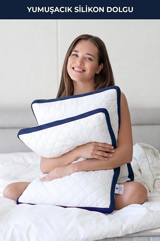 2'li Klimalı Yastık 50x70 cm – Terletmeyen, Hava Alan Mikrofiber Uyku Yastığı Lacivert