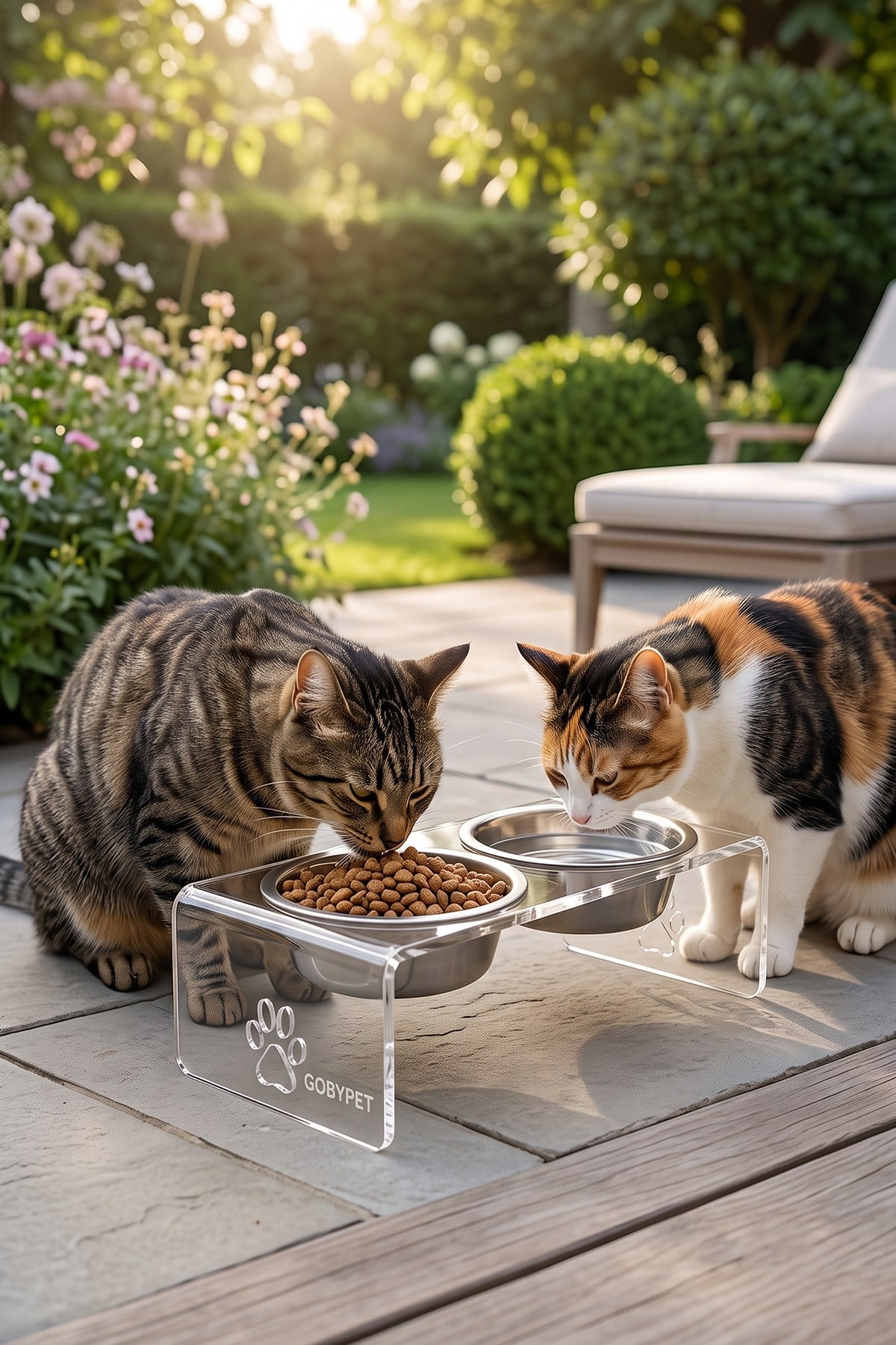 2'li Seramik Dekoratif Kedi Ve Köpek Pleksi Mama & Su Kabı Paspas
