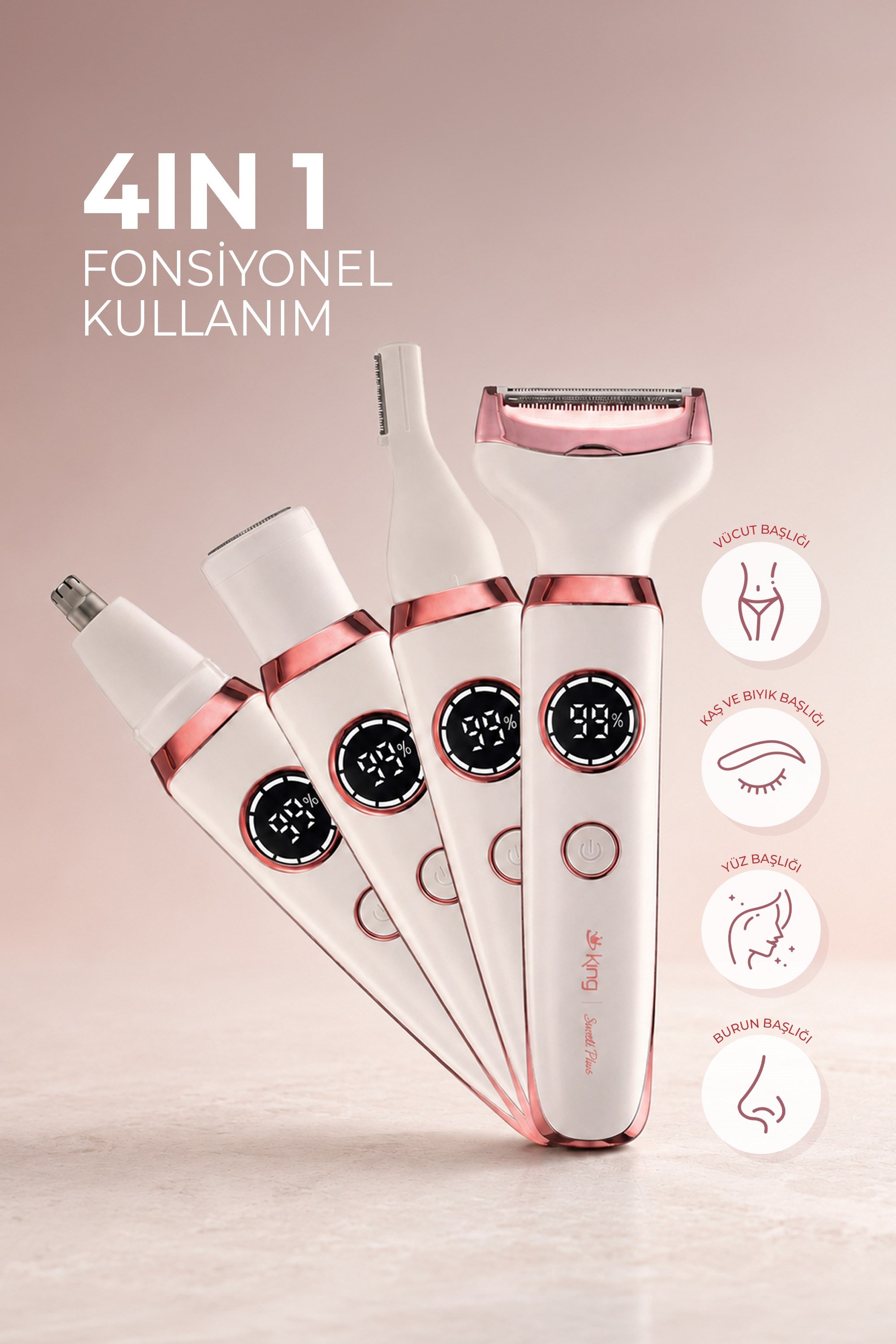 4 Başlıklı Kablosuz Epilatör/Epilasyon Aleti, Swelt Plus Epilasyon Seti K4101