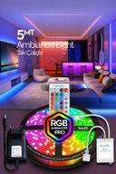 5 Mt Şerit Animasyonlu Tak Çalıştır Kumandalı Trafolu Rgb Şerit Işık Aydınlatma Parti Led