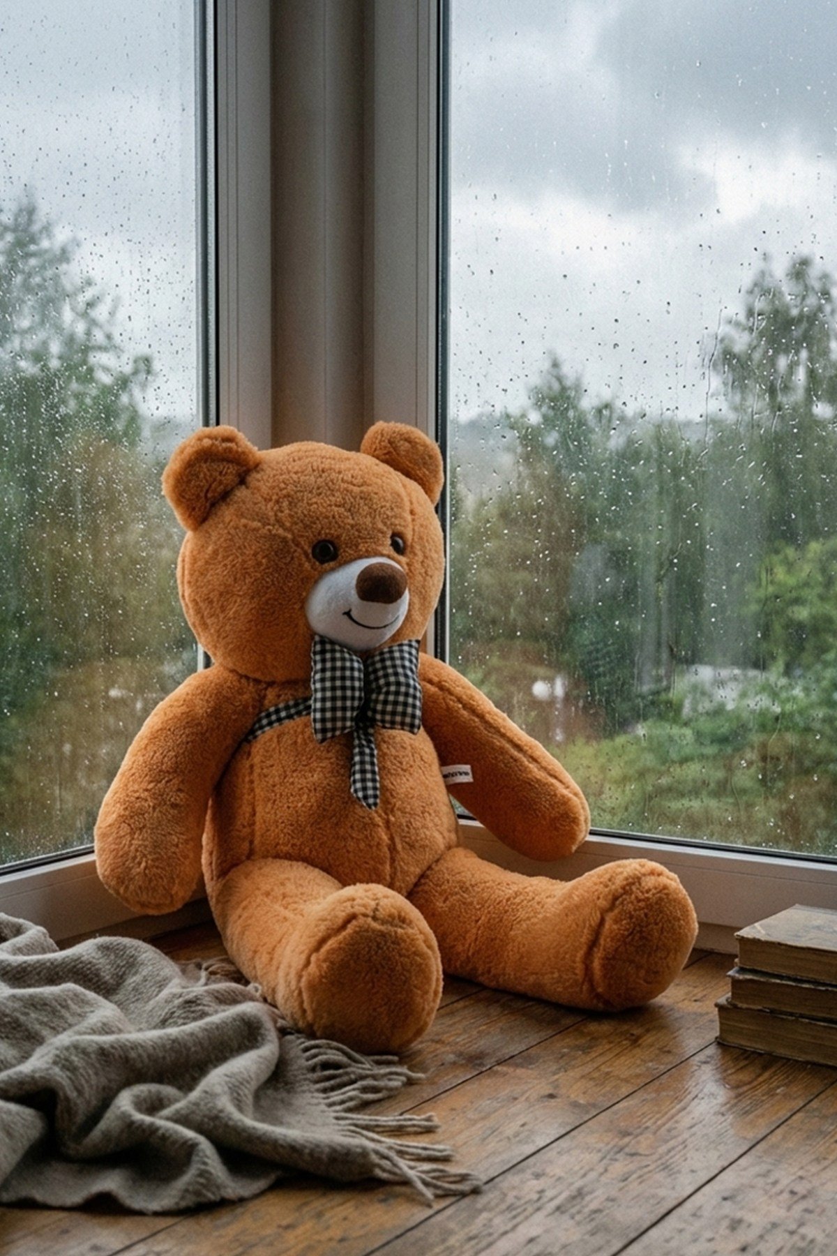 80 Cm Büyük Boy Yumuşak Papyonlu Oyuncak Ayıcık