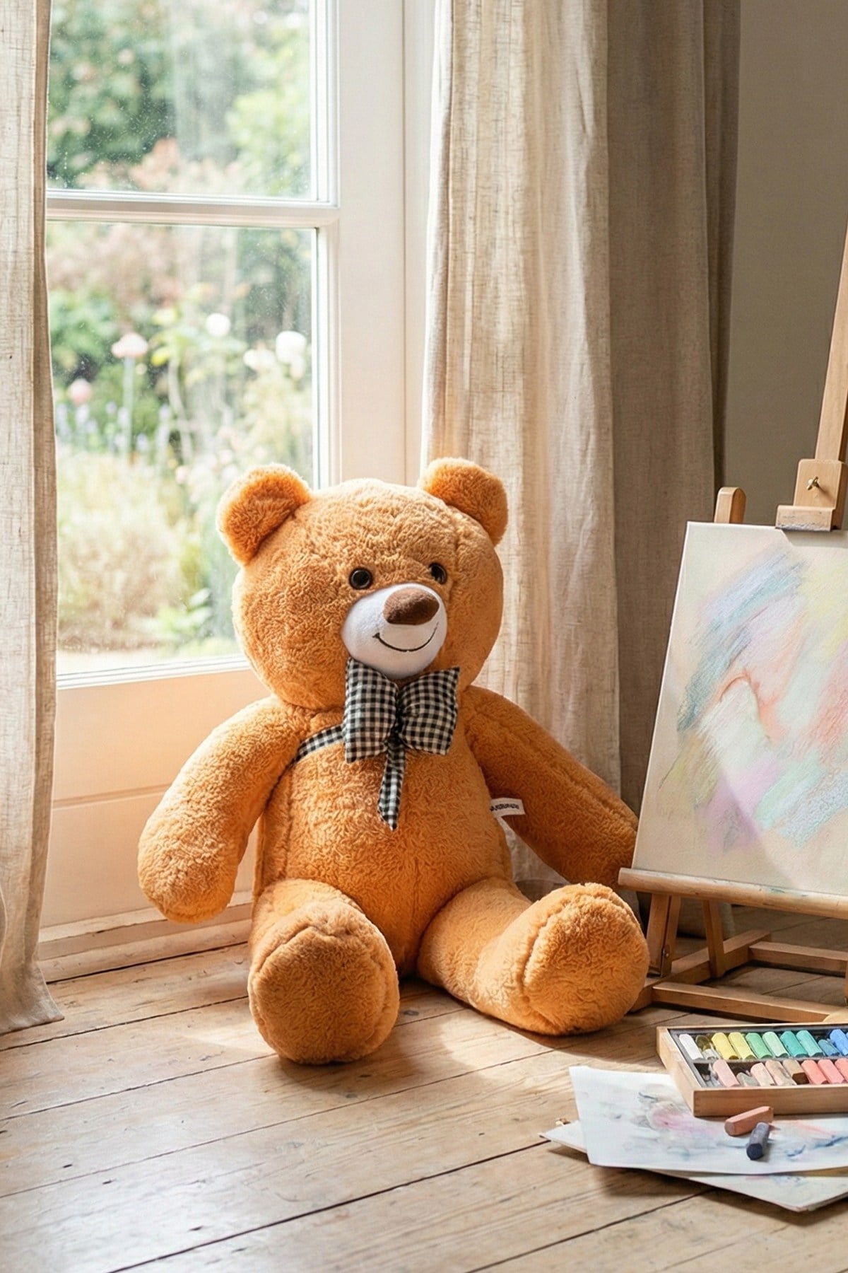80 Cm Büyük Boy Yumuşak Papyonlu Oyuncak Ayıcık