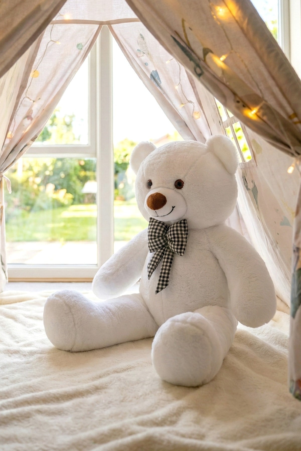 80 Cm Büyük Boy Yumuşak Papyonlu Oyuncak Ayıcık
