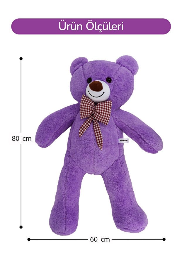 80 Cm Büyük Boy Yumuşak Papyonlu Oyuncak Ayıcık