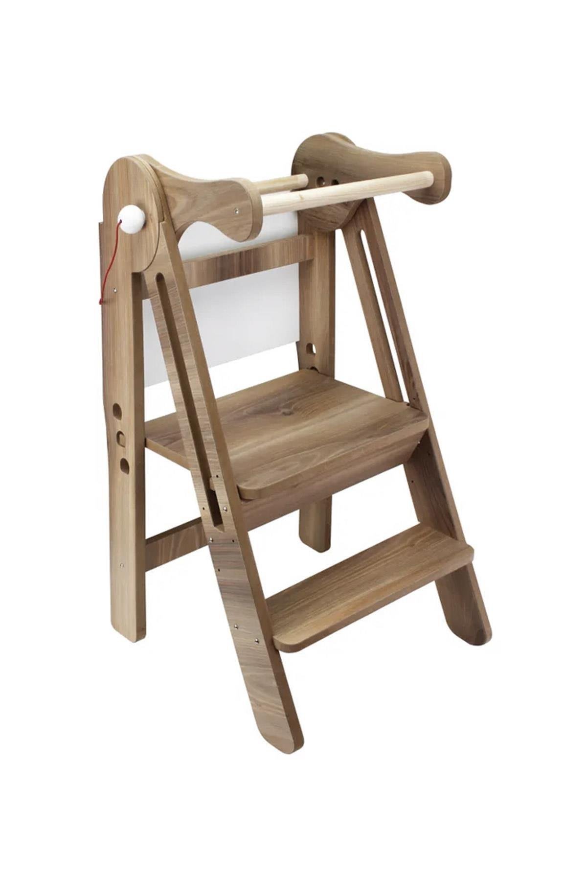 Ahşap Ayarlanabilir ve Katlanabilir Öğrenme Kulesi MDF Kahverengi T3009