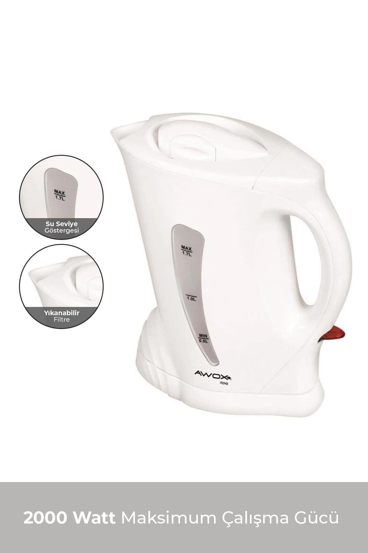 AWOX Nova Kettle Beyaz, 2000 W 1.7 Lt Su Isıtıcısı