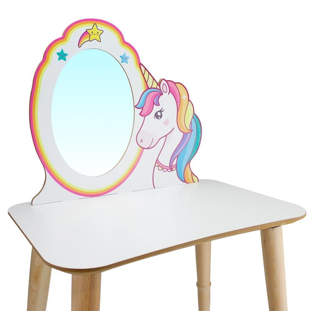 ÇG73 Ahşap Çocuk Makyaj Masası, Unicorn Makyaj Masası