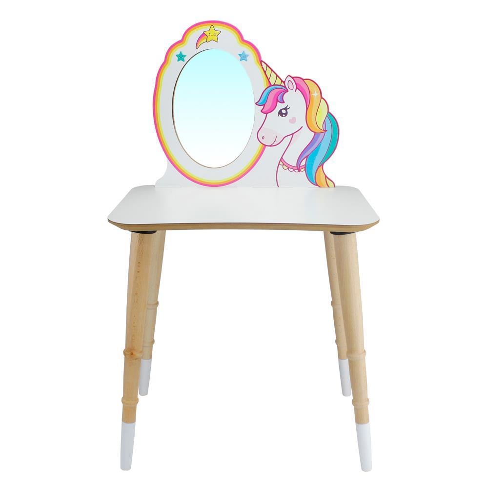 ÇG73 Ahşap Çocuk Makyaj Masası, Unicorn Makyaj Masası
