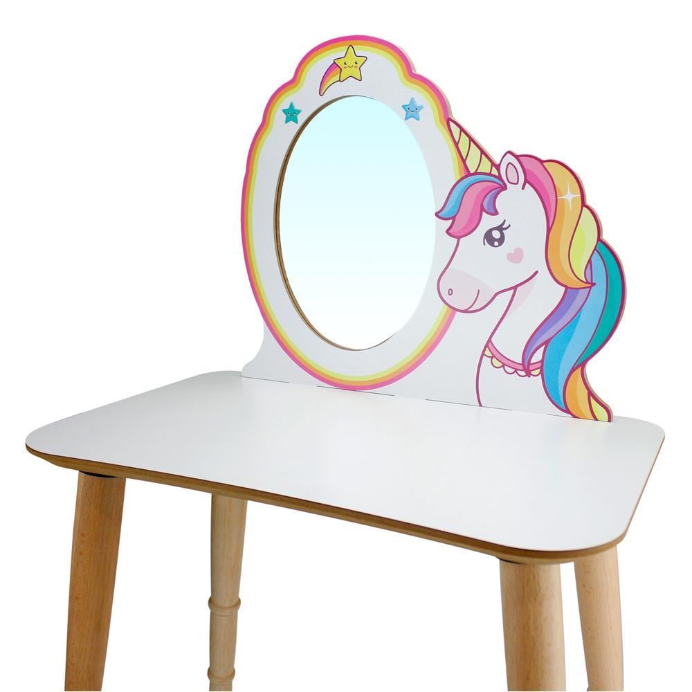 ÇG73 Ahşap Çocuk Makyaj Masası, Unicorn Makyaj Masası