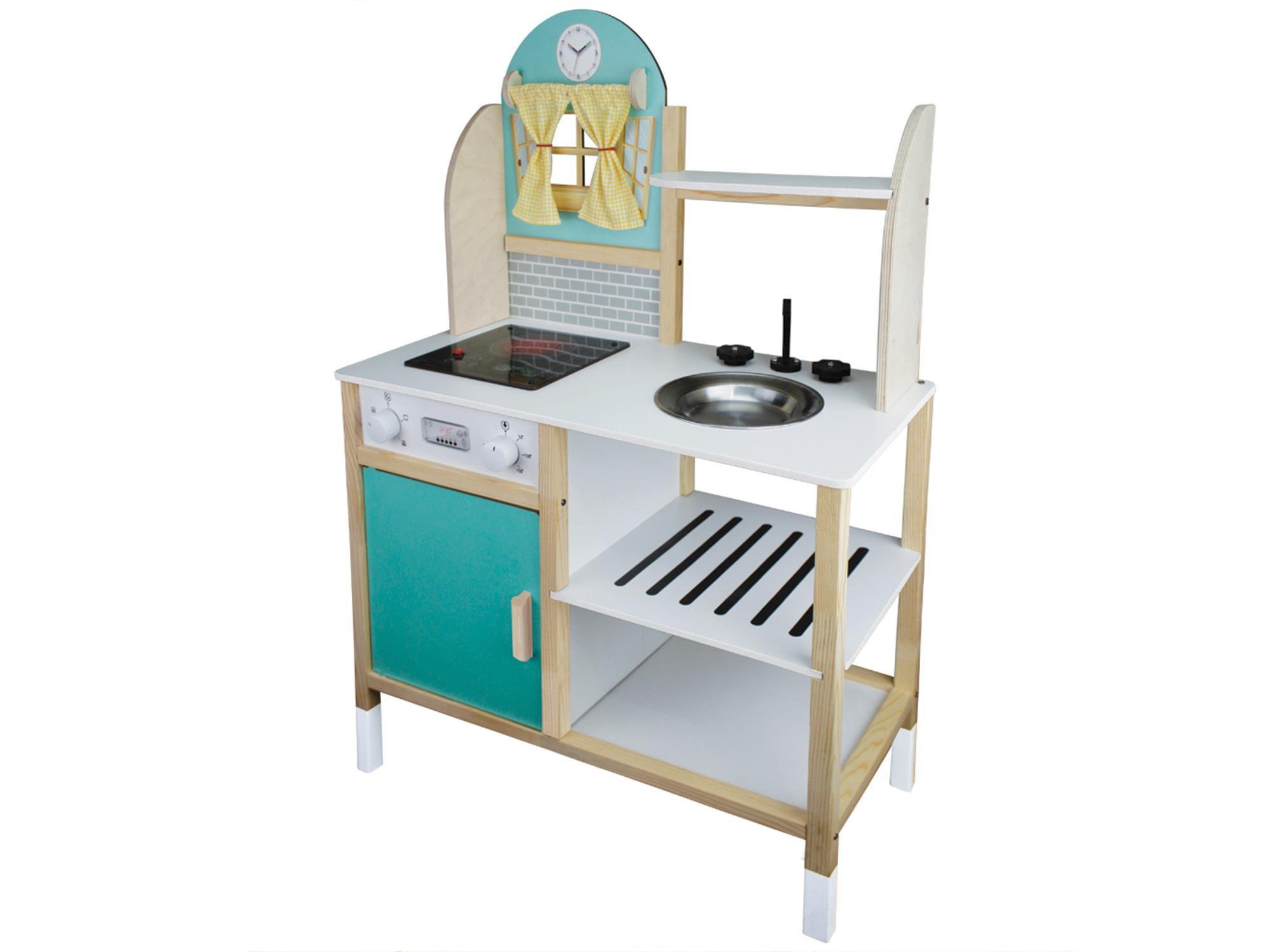 ÇG84 Yeşil Ahşap Ledli Çocuk Mutfağı Pembe, Ahşap Mutfak Oyuncağı, Hediye Çocuk Halısı T1009