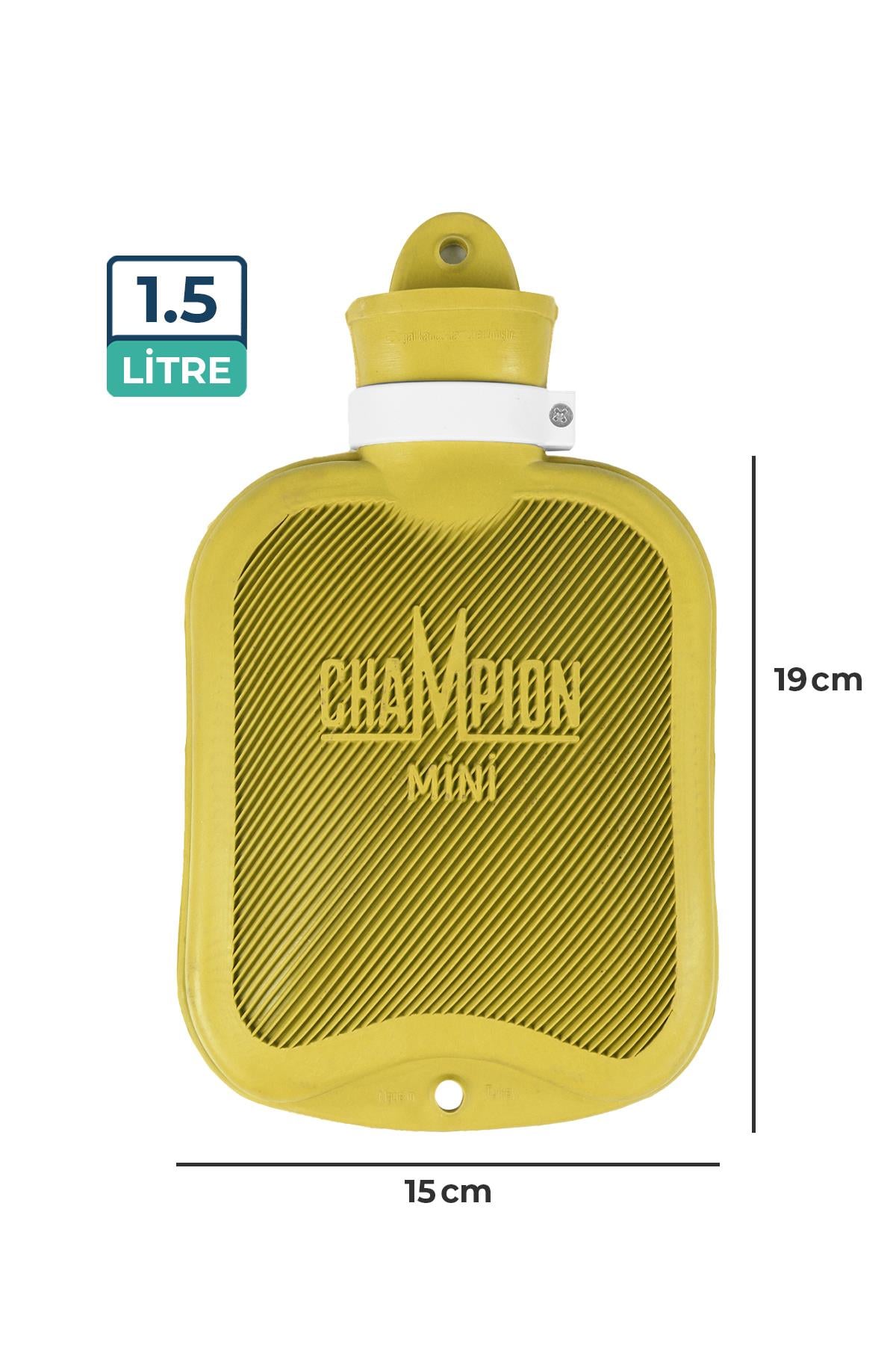 Champion Kauçuk Termofor Mini Sıcak Su Torbası, Kokusuz Sıcak Su Torbası Sarı 1,5 L