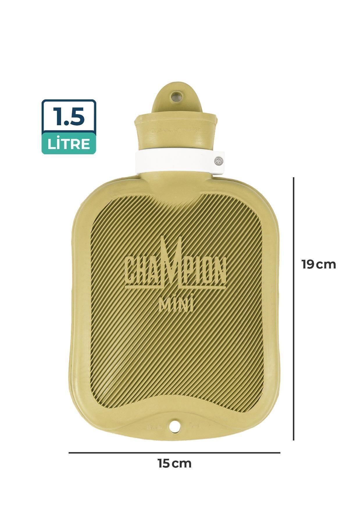 Champion Kauçuk Termofor Mini Sıcak Su Torbası, Kokusuz Sıcak Su Torbası Krem 1,5 L