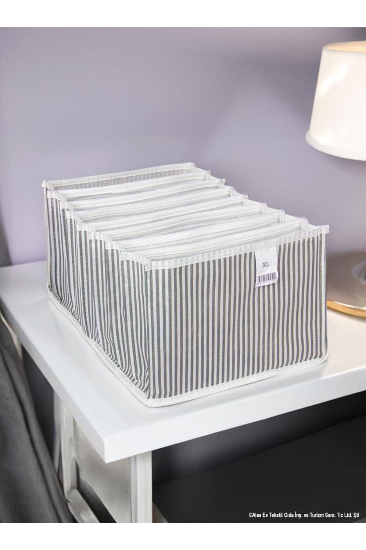Çok Amaçlı Çekmece Içi Akordiyon Organizer Gri Çizgili Tekli X Large