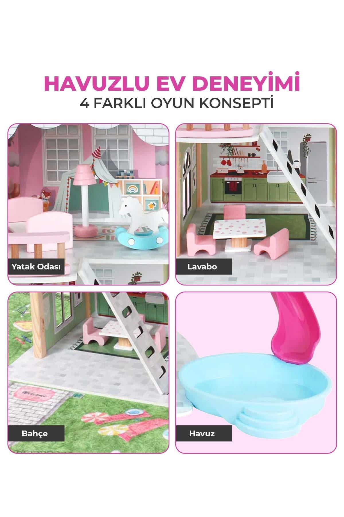 Doğal Ahşap Kaydıraklı Oyun Evi T2013