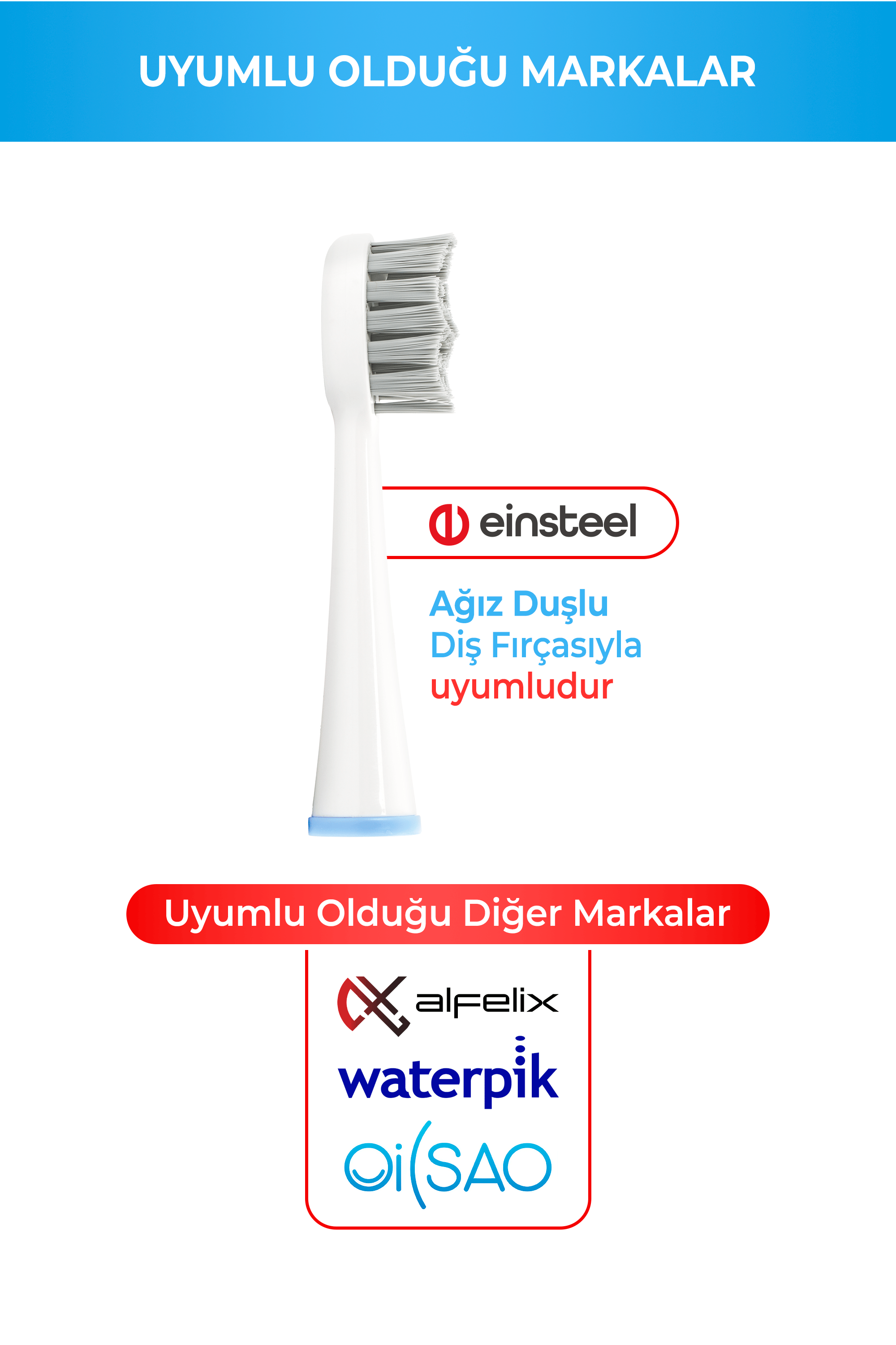Einsteel Şarj Edilebilir Elektirikli Diş fırçası Yedek Başlık 5 'li Set