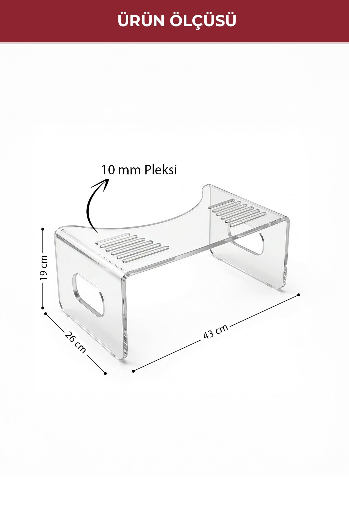 Ergonomik Pleksi Klozet Taburesi, Ayak Tükseltici 6074