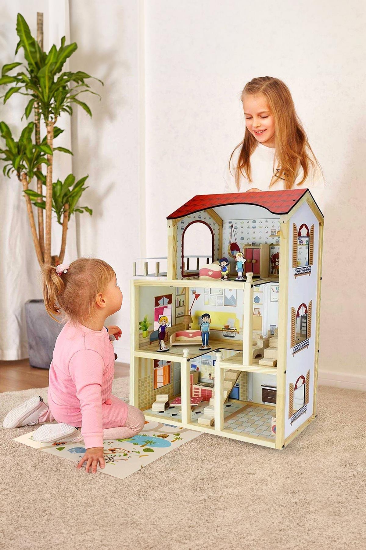 EV18 Doğal Ağaç Çocuk Oyun Evi Demonte, Hediye Çocuk Halısı T2004