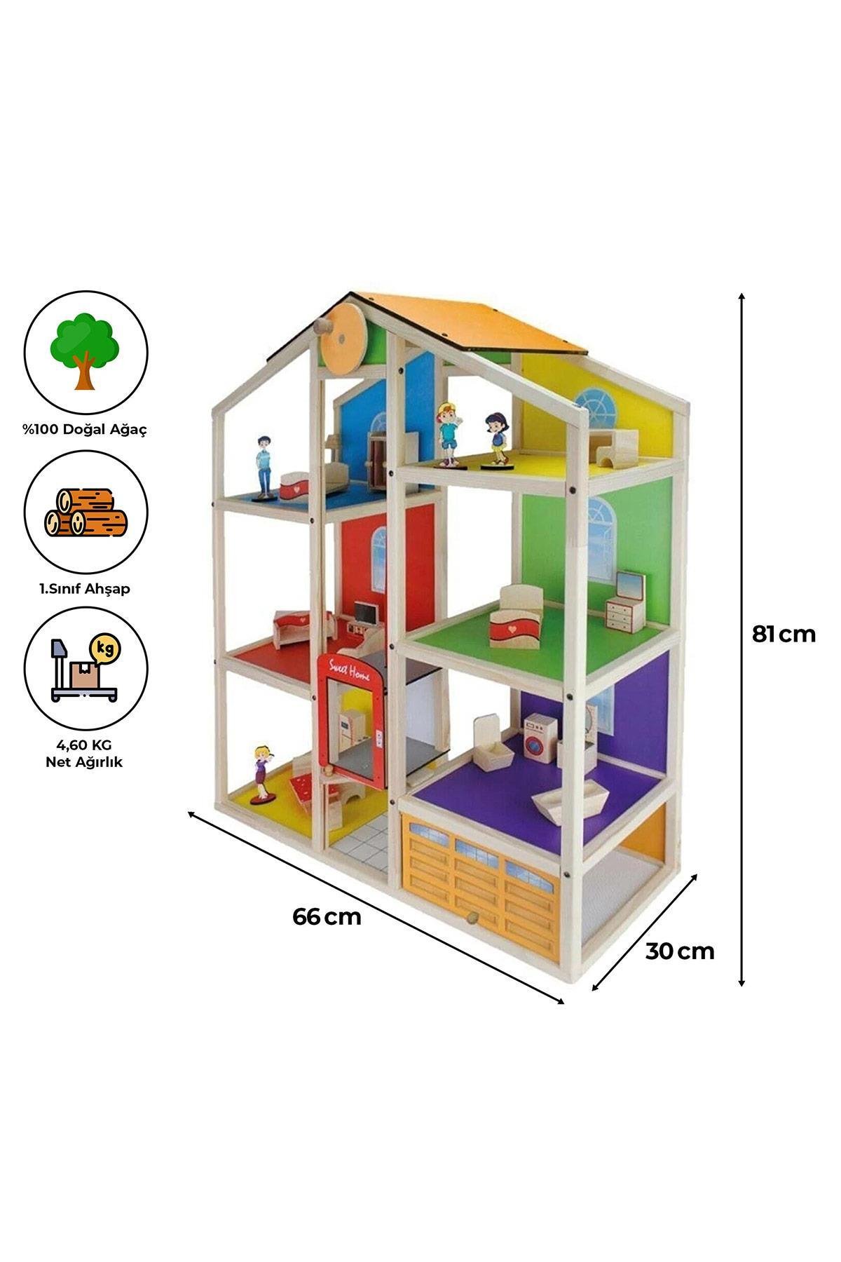 EV19 Ahşap Asansörlü Oyun Evi, Ahşap Oyun Evi Hediye Çocuk Halısı T2005