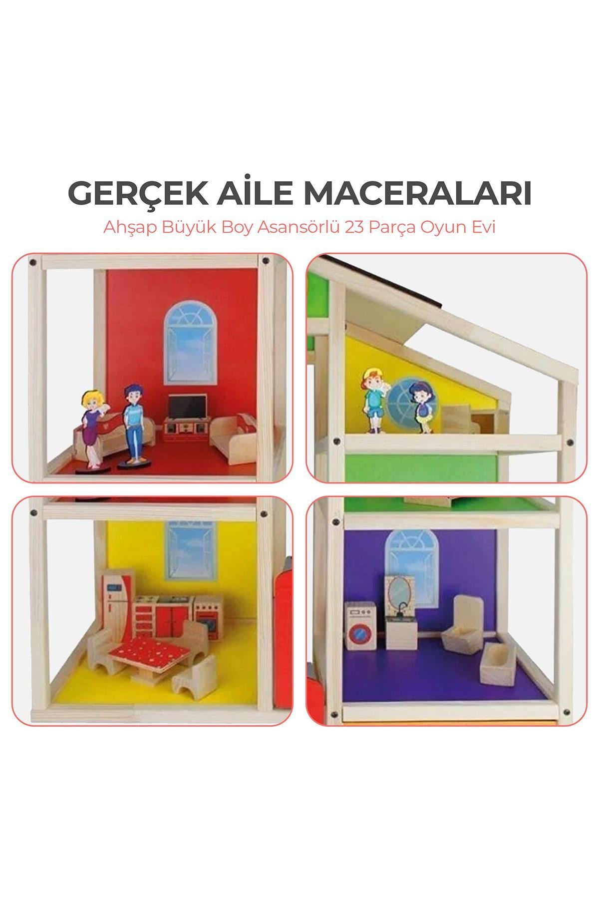 EV19 Ahşap Asansörlü Oyun Evi, Ahşap Oyun Evi Hediye Çocuk Halısı T2005