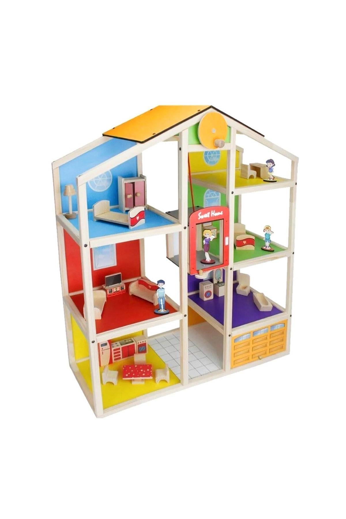 EV19 Ahşap Asansörlü Oyun Evi, Ahşap Oyun Evi Hediye Çocuk Halısı T2005