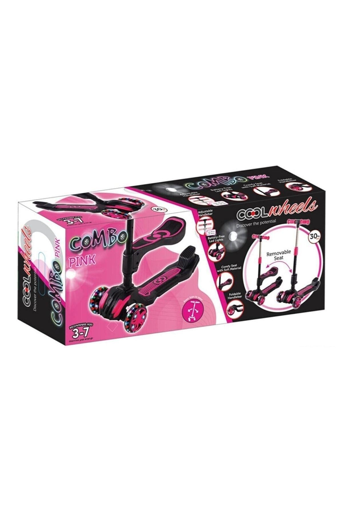 Furkan ToysCool Wheels Led Işıklı Oturaklı Pembe Combo Scooter